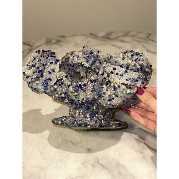 Vintage Handmade Fused Melted Plastic Popcorn Flowers Bowl Vase Retro Boho ART - Picture 14 of 15